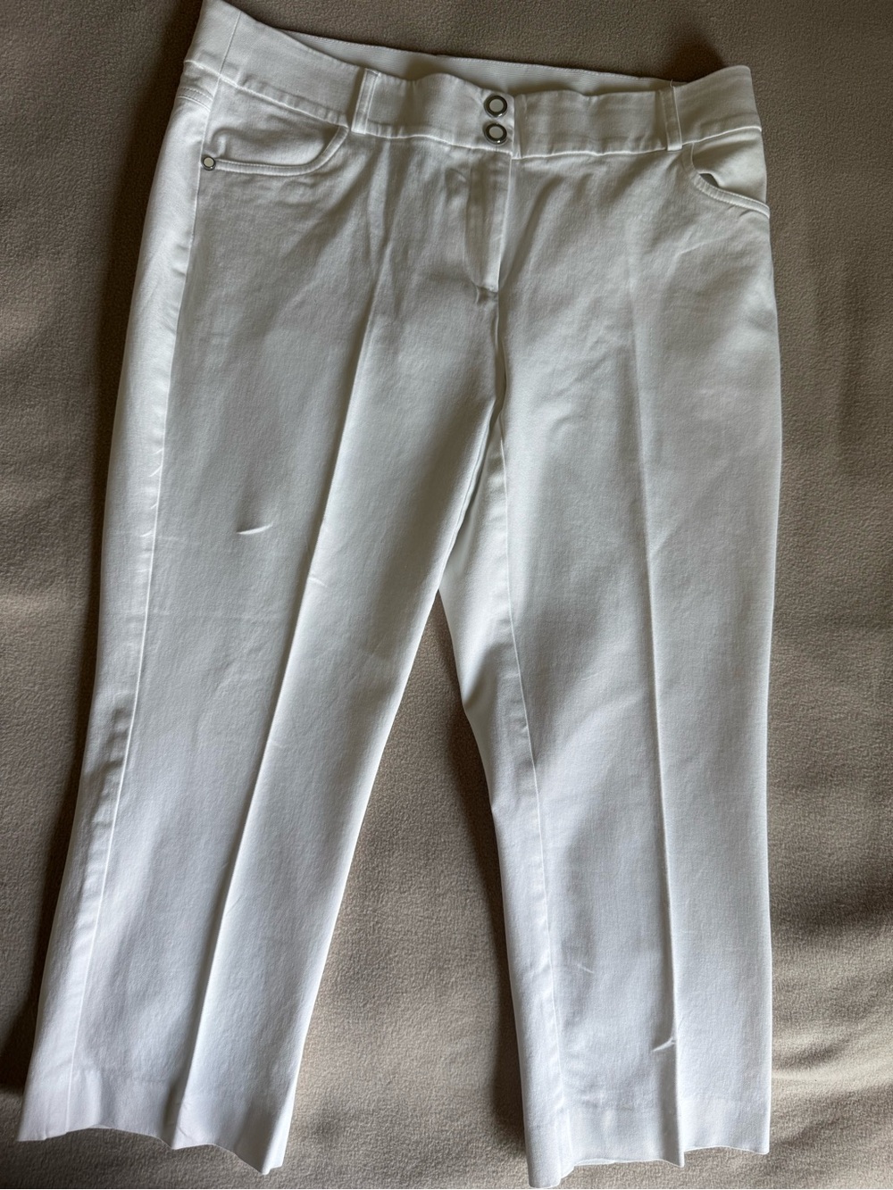 Alfani White Cropped Pull-On Pants